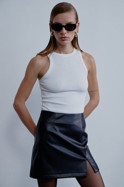 Vance Vegan Leather Mini Skirt - Black