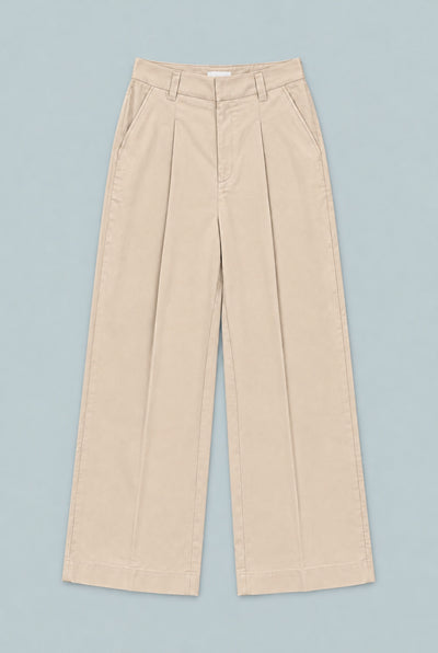 High Waisted Wide Leg Pants - Ecru