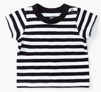 Short Sleeve Slub Jersey Printed Tee - Black Collar Black Classic Stripe