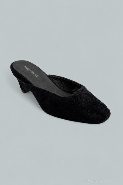 Avenue Mules - Black Hairy Suede