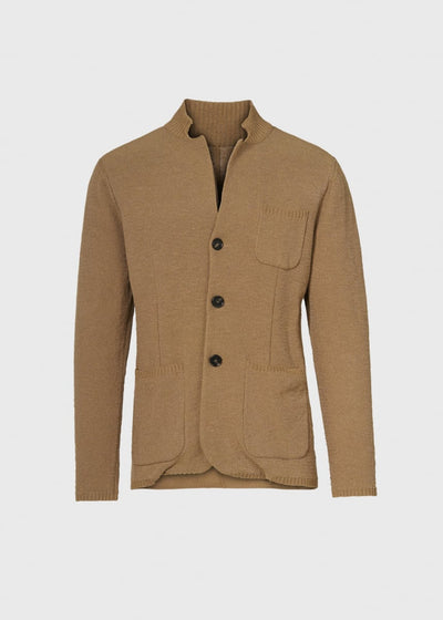 Washed Bouclé Knit Jacket - Tobacco