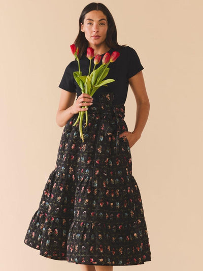 Celine Skirt - Quilted Florence Black Floral