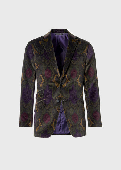 Printed Cotton Paisley Jacket - Olive/Multi