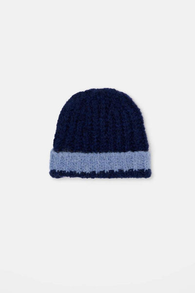 Tricot colorblock baby beanie - Blue