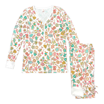 Womens Jogger & Henley Pajama Set - Gingerbread
