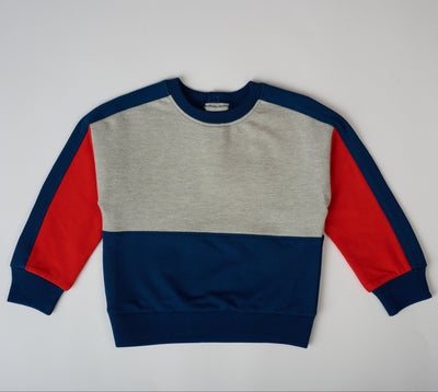 Sporty Color block Sweatshirt - Grey