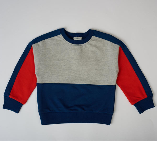 Sporty Color block Sweatshirt - Grey