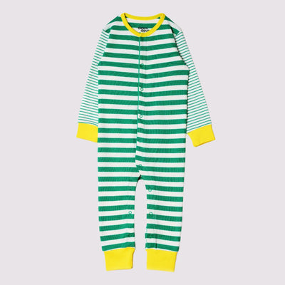 Long Sleeve Snap Romper - Blarney Green Stripes