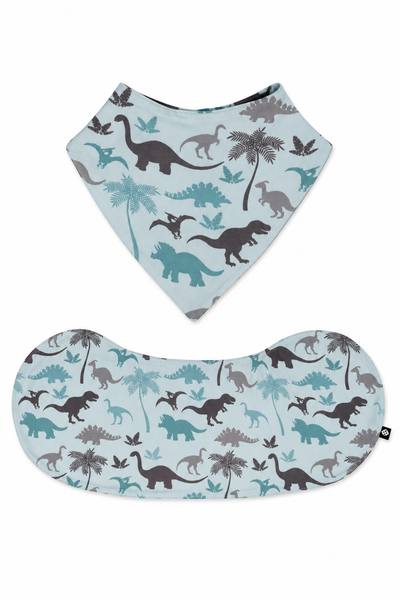 Sweet Bamboo Bib & Burp Cloth Set - Blue Dino