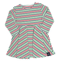 Swirly Girl Dress - Christmas Stripes