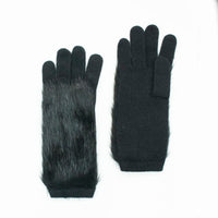 10" Fake Fur Top Knit Glove - Black