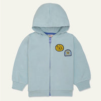 Recycled Cotton Patches Kid Zipper Hoodie - Sterling Blue