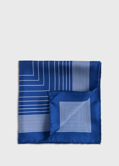 Square Pattern Silk Pocket Square - Blue
