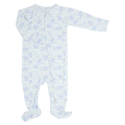 Zipper Footie - Vintage Flower Purple - Onesie