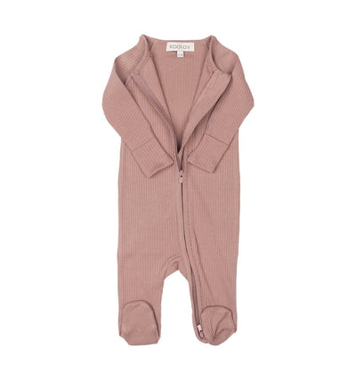 Long Sleeve Romper with Feet - Rose