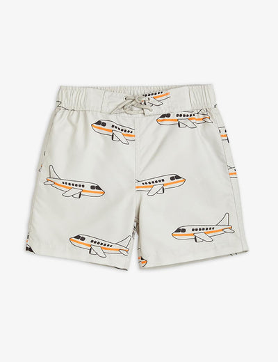 Airplane Aop Swim Shorts - Grey - Swim Trunk