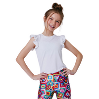 Ruffle Sleeve Crop Tee - White