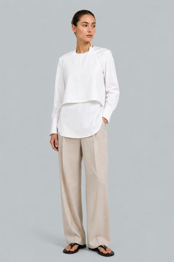 Layered Halter Shirt - White