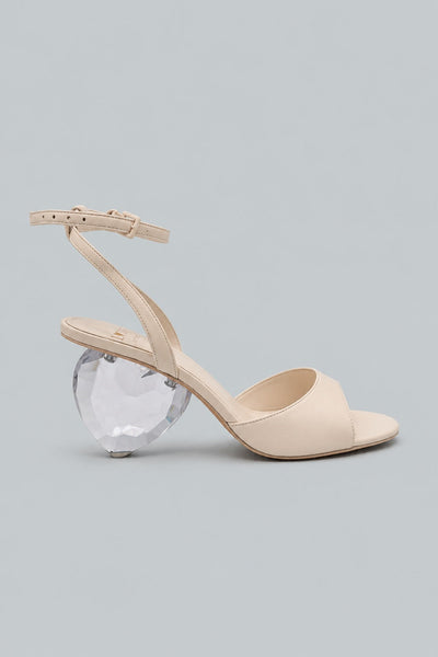 Heart Heel Sandals - Cream