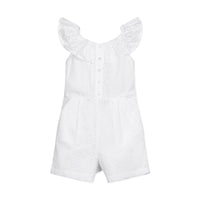 Organic Eyelet Ruffle Romper - White Eyelet