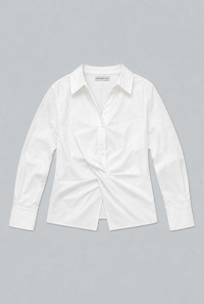 Twist Front Button Up - White