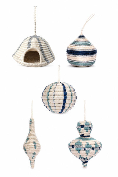 Blue & Silver Ornament 5-Pack