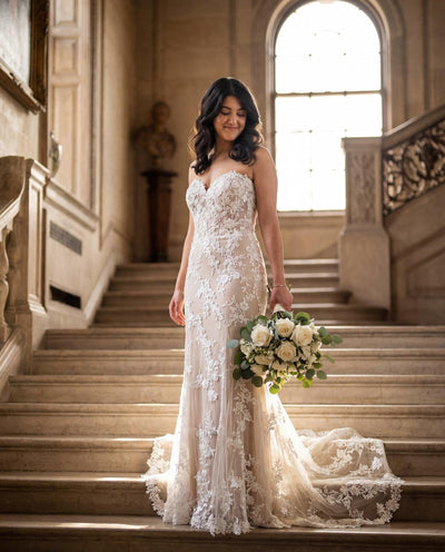 SKY430 - Ivory/Champagne - FINAL SALE - 12 - Wedding Dress