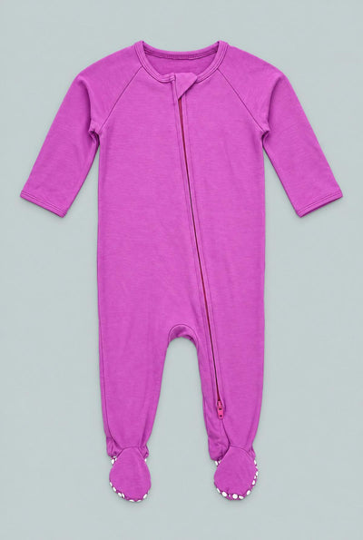 Deep Purple Baby Zipper Footie - Grape Jelly