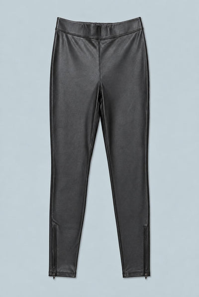 High Waisted Faux Leather Leggings - Black