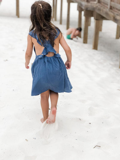 Baby Crossback Ruffle Dress - Ocean - Dresses