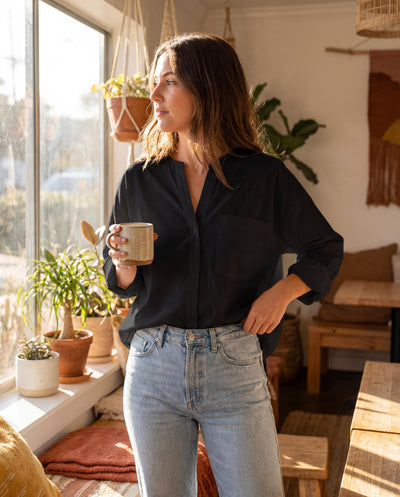 Solid Adonis Button Down - Black - Button Down Shirt