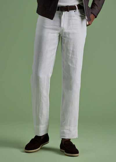 Linen Five Pocket Pant - White