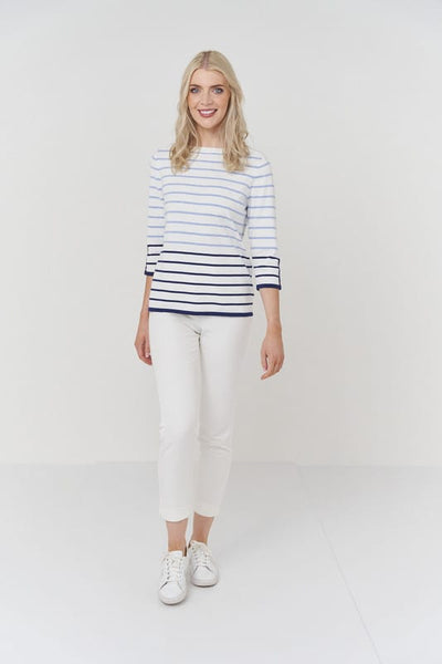 Slash Neck Stripe - Optic White/Zenith Stripes