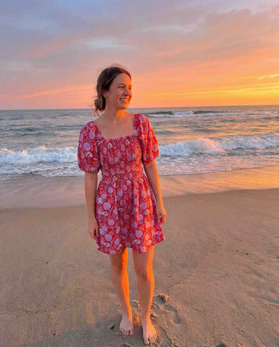 Grace Cotton Mini Dress - Red Dandelion