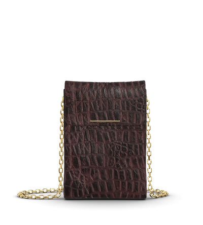 Vivo Crossbody with Chain Strap - Embossed Croco Burgundy