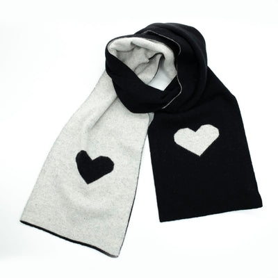 8"x60" Jaquard Scarf Two Tone - Blk/heather Wht