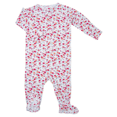 Zipper Footie - Crimson Floral - Onesie