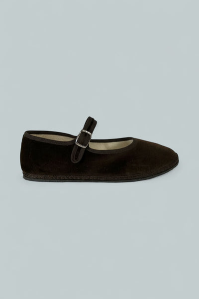 Women's Mary Jane Velvet Flats - Brown