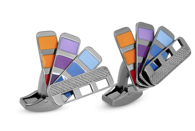 Multi Colour Gunmetal Plated Colorama Book Cufflinks - Black