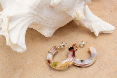 Acetate Multi-Color Hoop Earrings - Multi-Color