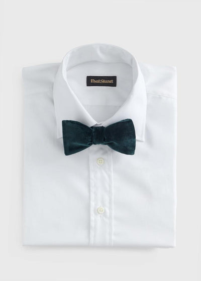 Blunt Edge Cotton Velvet Bow - Bottle Green