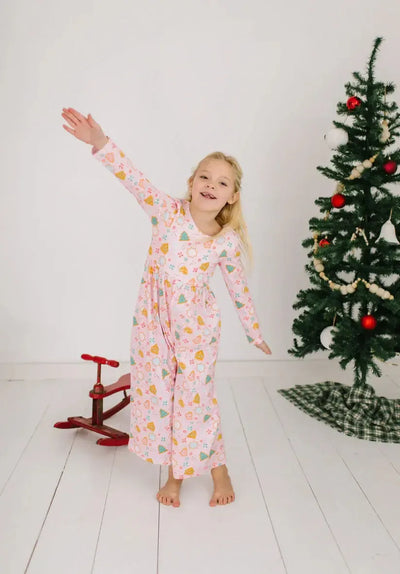 Long Sleeve Leggy Romper - Christmas Cookies