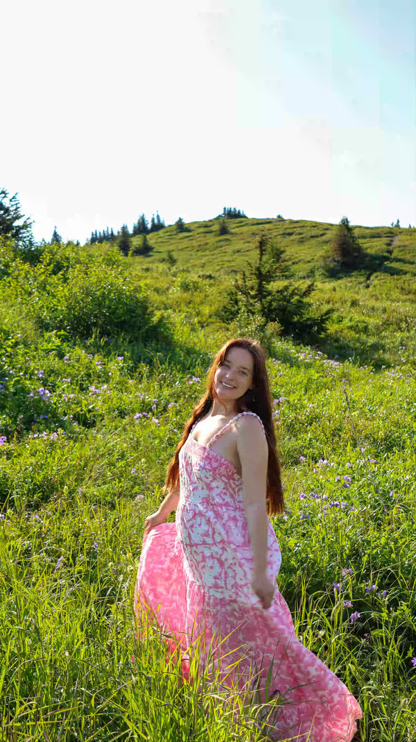 Kira Schiffli Maxi Dress - Pink