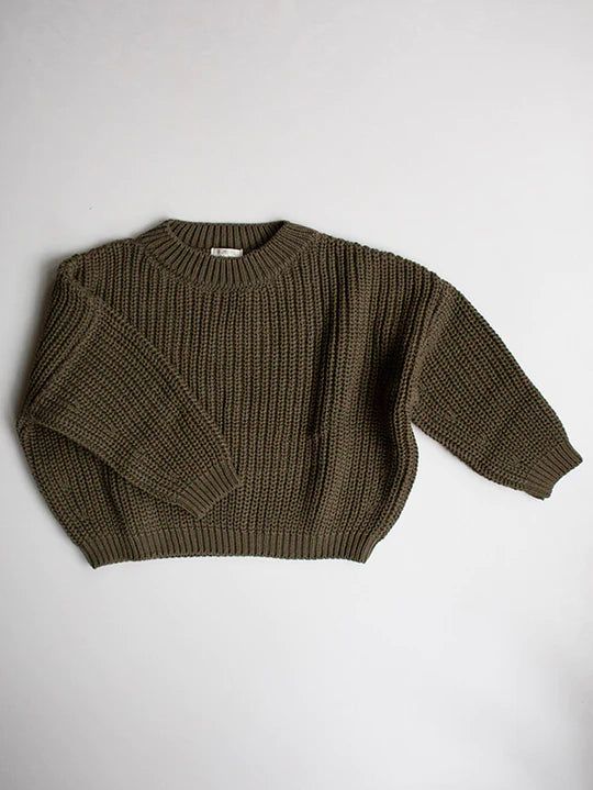 The Chunky Sweater - Olive - 0-3 months