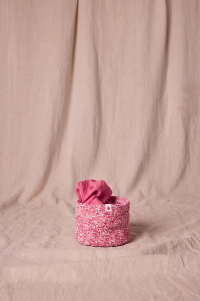 Esma Scrap-Crochet Basket - Sorbet Pink