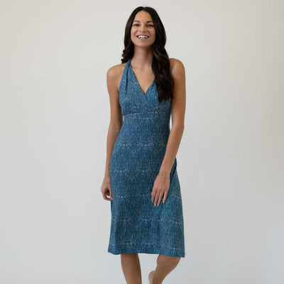 Blue Crossover Front Dress - Indigo Drops
