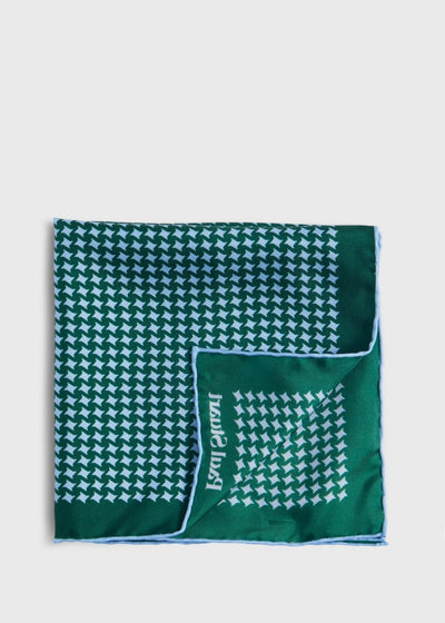 Printed Silk Houndstooth Pocket Square - Green