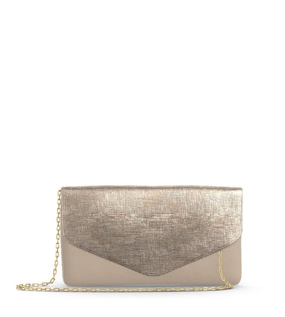 Comodo Envelope Clutch - Metallic Etched Ecru/Ecru
