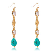 18k Gold Pearl and Turquoise Drop Earrings