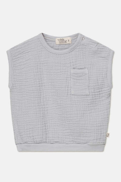 Gauze sleeveless baby top - Soft grey